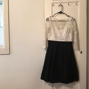 Black & White Lace Midi Dress